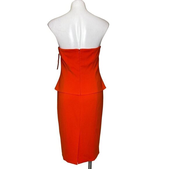 Jay Godfrey NWT $325 Flame Orange Cocktail Dress, Strapless Women's Size 10 - Picture 7 of 11